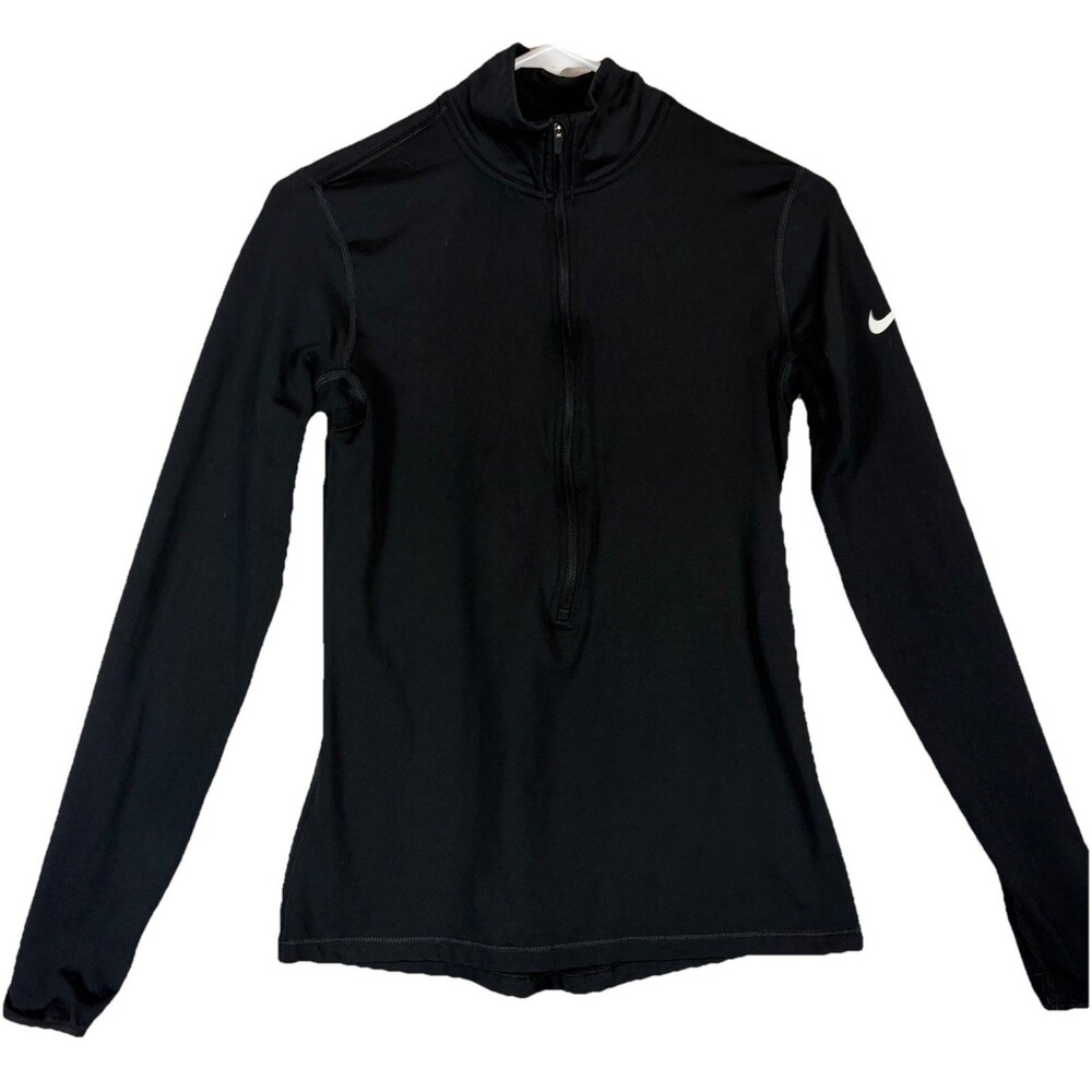 Nike Pro Dri Fit Half Zip Pullover Shirt Activewear Training Black Women’s Med.